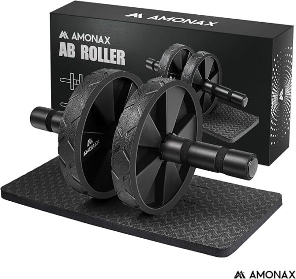 Amonax Convertible Ab Wheel Roller with Large Knee Mat for Core Abs Rollout Exercise. Double Wheel Set with Dual Fitness Strength Training Modes at Gym or Home - Image 2